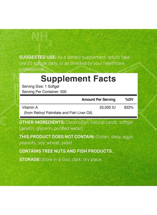 DEAL SUPPLEMENT - High Potency Vitamin A 25000 Iu 500 Coconut Oil Softgels; Easily Absorbed Natural Fish Liver Oil Source Vitamins For Eye Immune & Skin Health Easy To Swallow Nongmo - Image 1