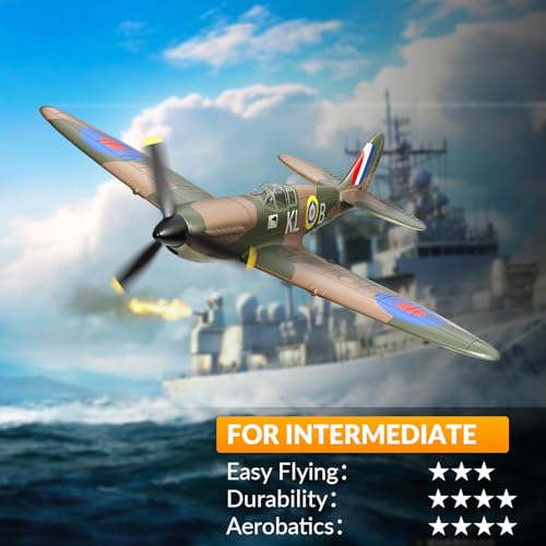 volantexrc RC Plane Spitfire Fighter 4CH Remote Control Airplane RTF with Aileron Gyro Aerobatics 3 Modes to Fly Hobby Radio Controlled Warbird Aircraft for Adults BeginnersGreen - Image 5