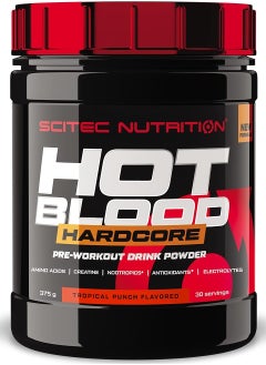 SCITEC NUTRITION Hot Blood Hardcore Pre Workout Tropical Punch 30 Servings Explosive Energy  - Image 1