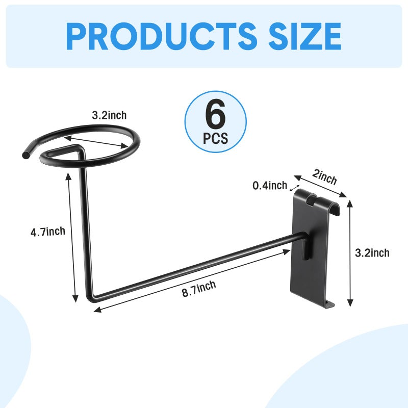 Blulu Blulu 6 Pcs Hat Displayer for Gridwall, Metal Hat Helmet Rack Retail Store Display Shelves Organizer Cap Rack Wall Fixtures Gridwall Hooks Accessories for Craft Show Garage (Black)  - Image 2