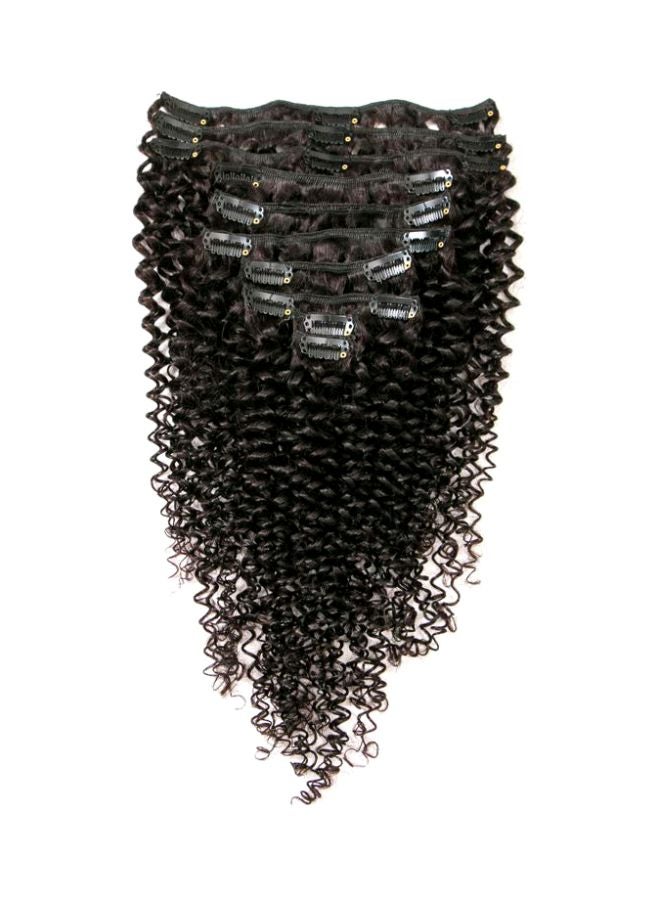 Pack Of 10 Kinky Curly Clip In Hair Extension Natural Black 12inch - Image 1