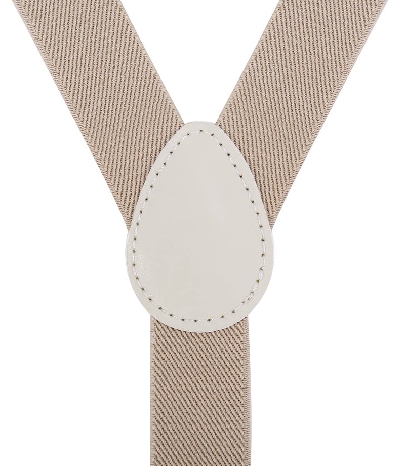 Pzle Boys' Suspenders and Bow Tie Set Adjustable Elastic 30 Inches Khaki - Image 2