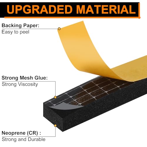 Ninsula 33Ft Door Weather Stripping, (1/2in x 1/4in), Strong Adhesive, Sound Proof, Door Insulation, Weatherproof Foam Tape for Doors, Weatherstripping for Doors Frames, Windows - Image 4