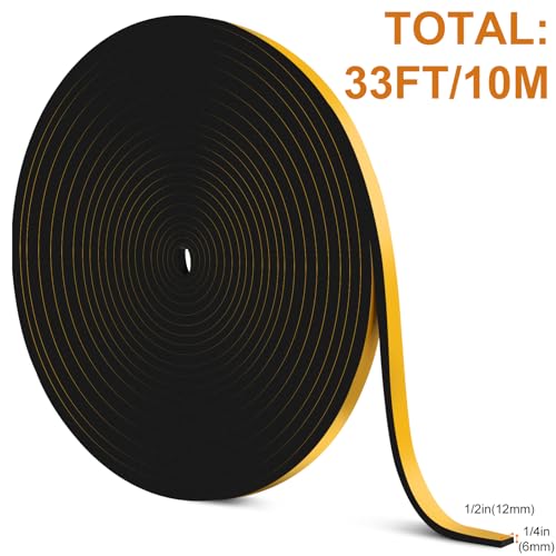 Ninsula 33Ft Door Weather Stripping, (1/2in x 1/4in), Strong Adhesive, Sound Proof, Door Insulation, Weatherproof Foam Tape for Doors, Weatherstripping for Doors Frames, Windows - Image 2