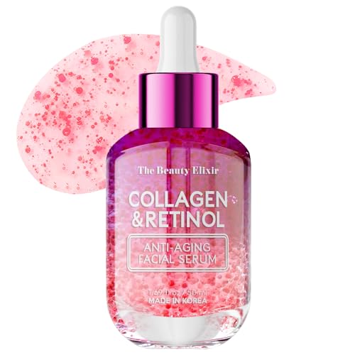 The Beauty Elixir سيروم الكولاجين والريتينول من بيتي إليكسير للوجه - ترطيب فائق، يستعيد النعومة، يقلل التجاعيد، مختبر من قبل أطباء الجلد، مكونات طبيعية، جمال نظيف، العناية بالبشرة الكورية 169 أونصة سائلة - Image 1