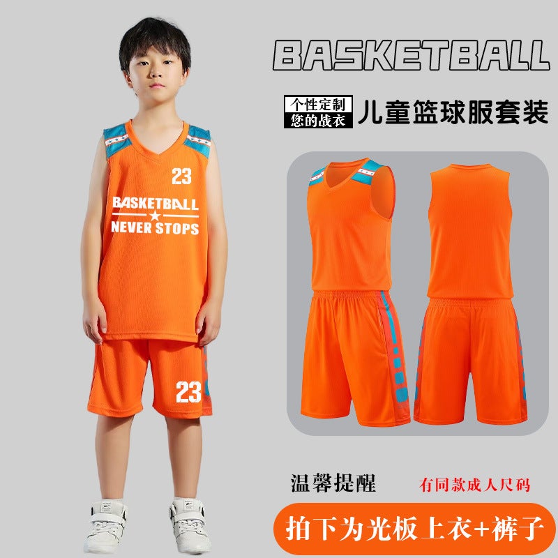 Generic Childrens Basketball Uniform Set Mens Basketball Team Uniform Jersey Basketball Training Camp School Sports Meeting Childrens Basketball Team Uniform Number Printing Orange#a115