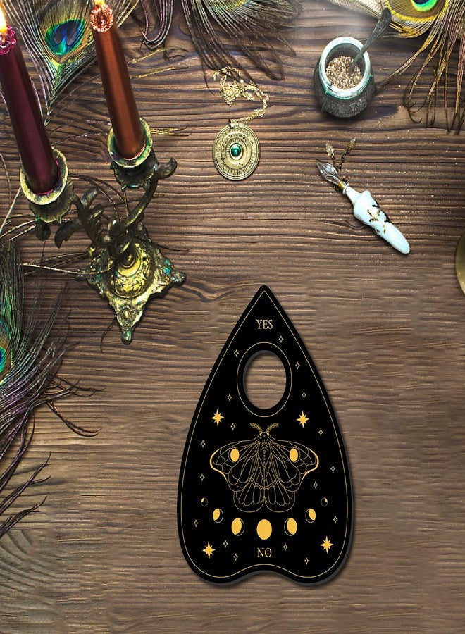 CREATCABIN 4Pcs Planchette Spirit Board Wooden Crystal Holder Mini Crystal Sphere Display Stand Witch Stuff Wiccan Altar Decor Witchy Gift Supplies Small Tray for Crystal Ball Stones Witchcraft(Black) - Image 5