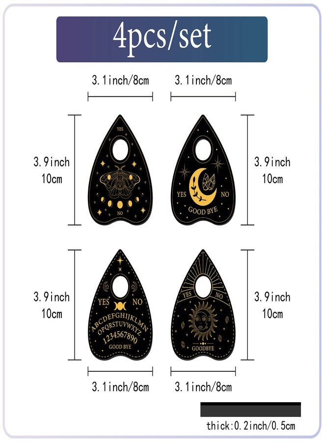 CREATCABIN 4Pcs Planchette Spirit Board Wooden Crystal Holder Mini Crystal Sphere Display Stand Witch Stuff Wiccan Altar Decor Witchy Gift Supplies Small Tray for Crystal Ball Stones Witchcraft(Black) - Image 2