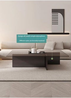 fashionhome Multifunction Modern Minimalist Design Glass Top Durable Geometrical Shape Wood Frame Coffee Table Center Table for Living Room Bedroom Home Office Furniture 70x70x30 cm  - Image 5