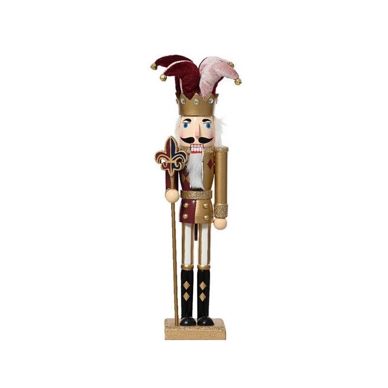 Kaemingk Pinewood Nutcracker Normal Body Maroon Christmas Decoration for Tree, Shelf & Holiday Display– 40cm