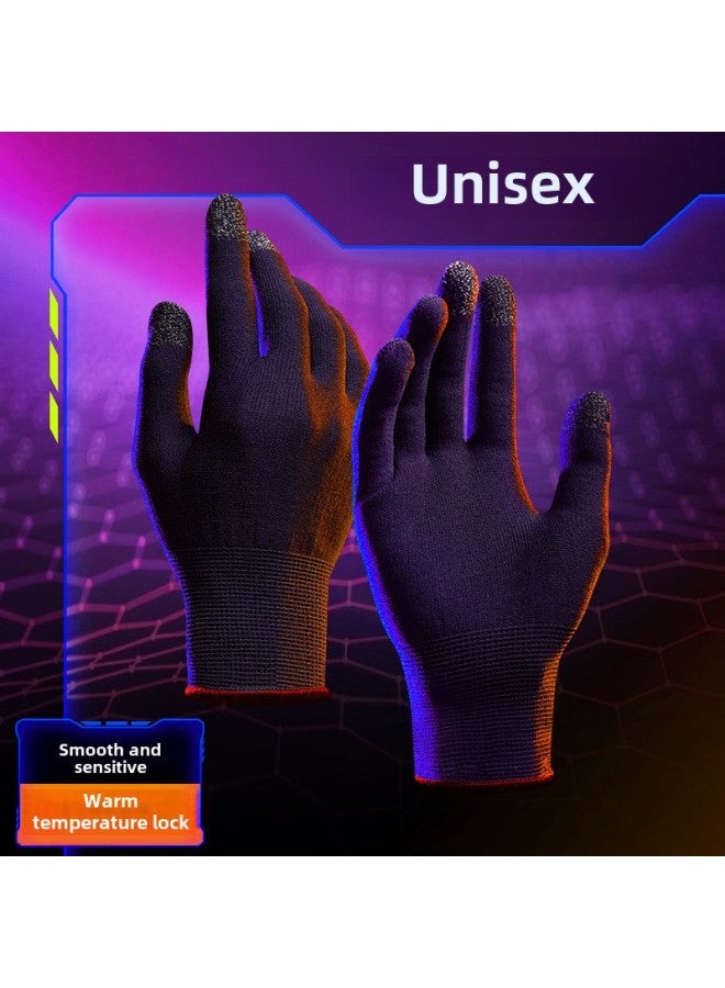Chicken-eating Gloves 24-pin Silver Fiber Hand-swimming Finger Cover Ultra-thin Sweat-proof King Glory Walking Non-slip E-sports-Product Color:Warm Touch Screen Gloves  - Image 1