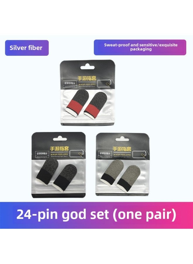 Chicken-eating Gloves 24-pin Silver Fiber Hand-swimming Finger Cover Ultra-thin Sweat-proof King Glory Walking Non-slip E-sports-Product Color:Warm Touch Screen Gloves  - Image 2