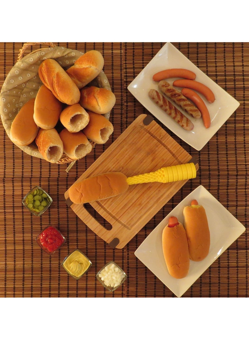Hot Dog Bun Driller Hotdog Bun Driller Tool Baking Supplies for Grilling BBQ Sausages, Yellow 