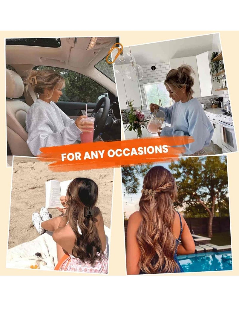 ميتوي 8 حزم مشبك شعر كليب للنساء والفتيات-عقد قوي عدم الانزلاق الفك كليب للشعر القصير رقيقة وطويلة سميكة الشعر (ألوان محايدة) - Image 5