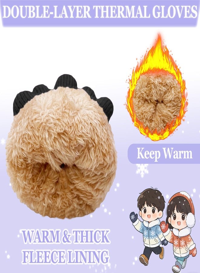 HopSooken Kids Winter Gloves for Boys Girls Fleece Knitted Warm Snow Gloves Thermal Children Mittens 5-10 years, Black, one size - Image 3