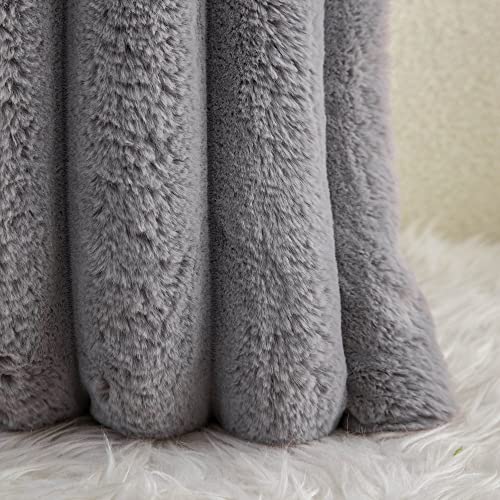 Neelvin Grey Faux Fur Cozy Soft Striped Decorative Throw Pillow Covers 18x18 inch Set of 2,Velvet Pillowcase Cushion Case for Sofa Couch - Image 5