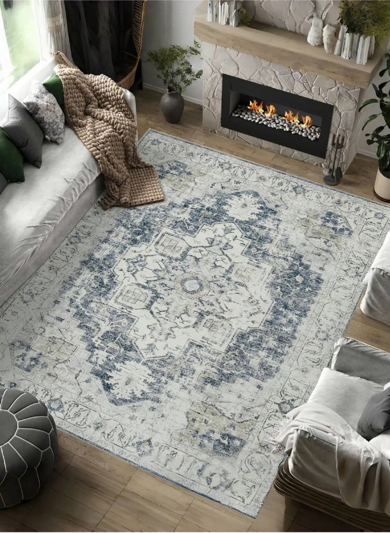 CHU DAI Luxury Area Rug Soft Touch Carpet Grey Multi for Kitchen Living Room Bedroom Dining Room - Image 1