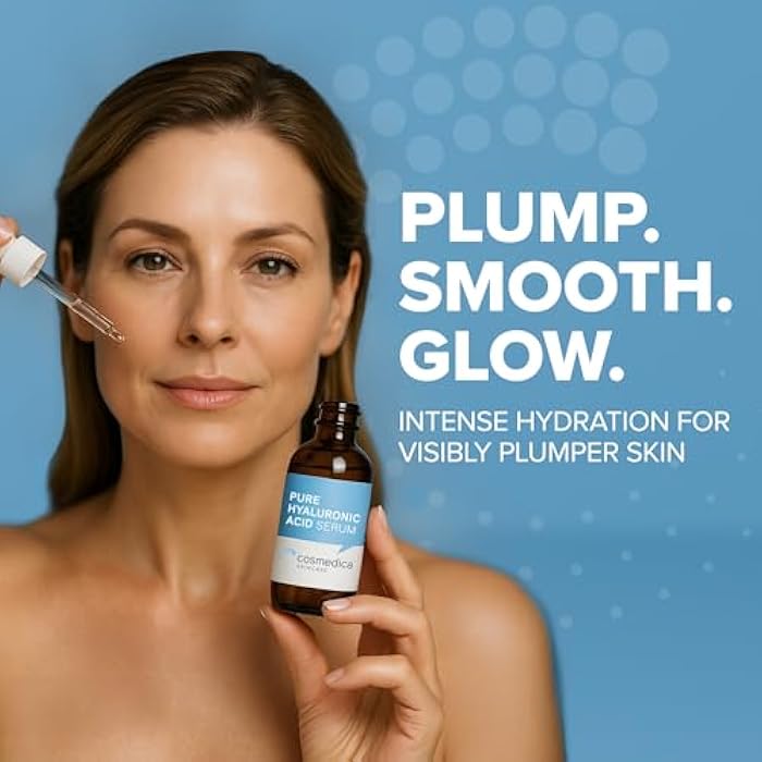 Cosmedica Skincare Hyaluronic Acid Serum for Skin 100% Pure Anti Aging Intense Hydration Moisture Non greasy Paraben free, Wrinkle Reducing and Brightening Serum (Pro Formula) 2oz - Image 3