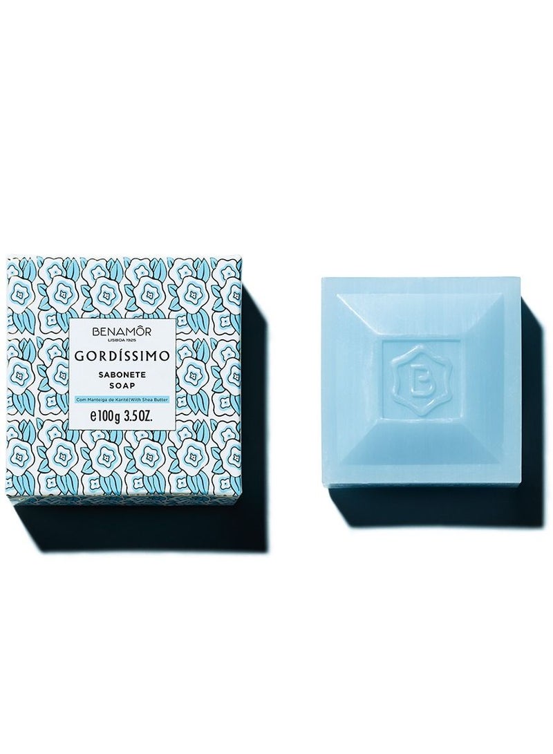 BENAMÕR Gordissimo Nourishing Soap Bar with Organic Shea Butter & Sunflower Oil - Moisturizes, Softens, Smoothes Skin - For Normal to Dry Skin, 100g - Image 1