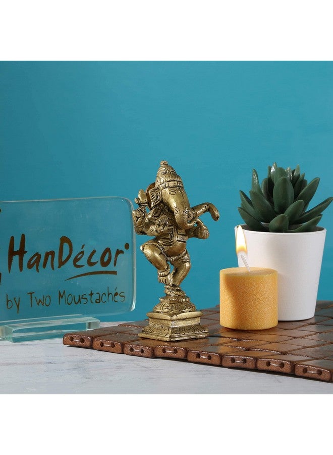 Two Moustaches Brass Dancing Ganesha Decor Idol for Home Temple, Ganesha Statue for Home, Lord Ganesha Statue, Size - 4.5 Inches, Standard, Pack of 1 - Image 5