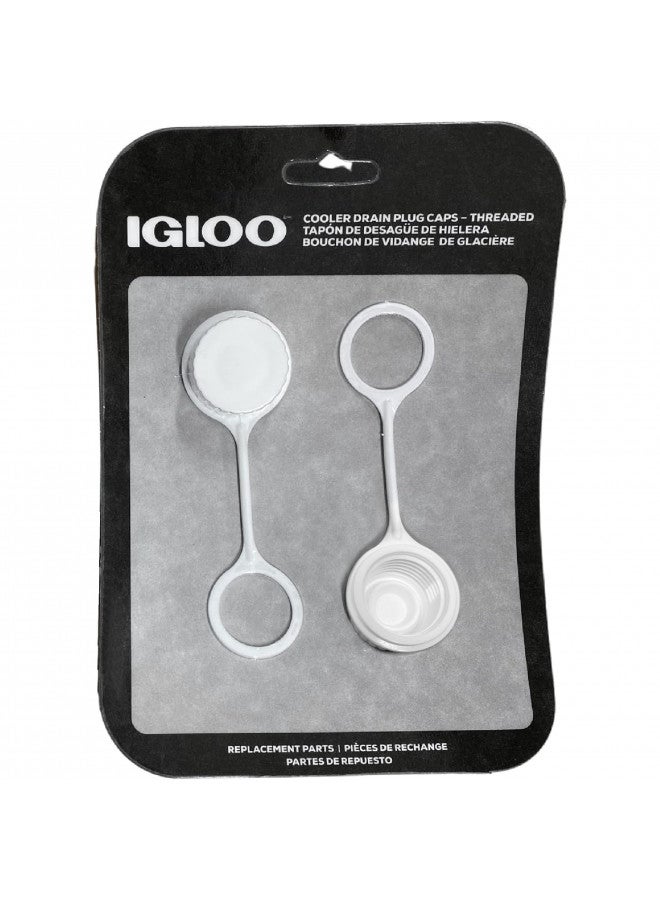 Igloo Cooler Threaded Drain Plug Caps with Plastic Tether 20049 White Small - Image 1
