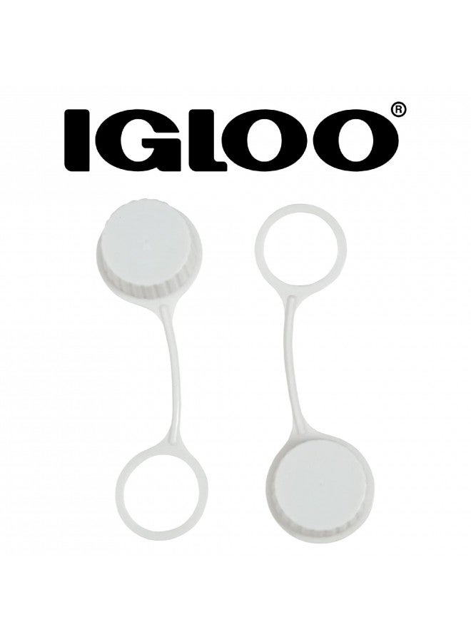 Igloo Cooler Threaded Drain Plug Caps with Plastic Tether 20049 White Small - Image 5