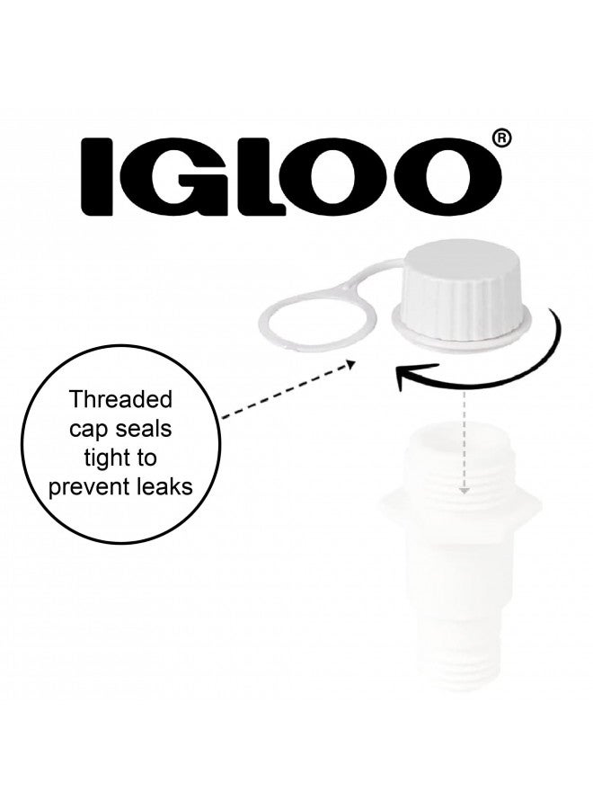 Igloo Cooler Threaded Drain Plug Caps with Plastic Tether 20049 White Small - Image 3
