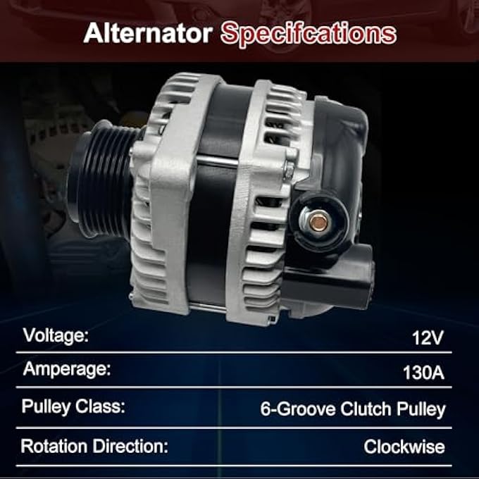Hsbhlsnx 11573N Alternator Compatible with Honda Pilot 3.5L 2012-2015 Odyssey 3.5L 2011-2013 Ridgeline 3.5L 2012-2014 104210-1240 9764219-124 31100-RV0-A01 CSJ24 11573 290-5582 - Image 5