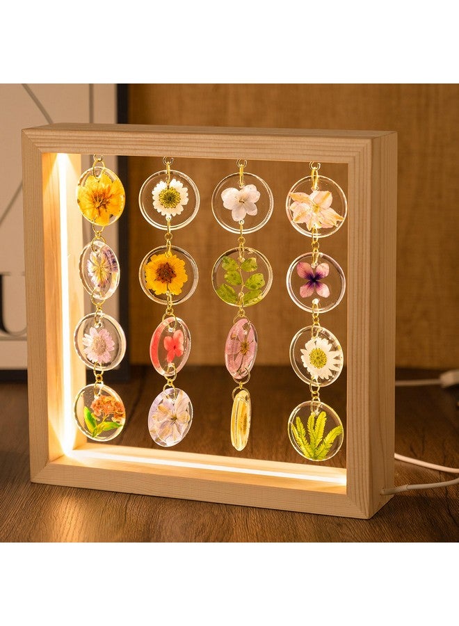 SMUK Handmade Dried Flower Led Desk Lamp, 3 Way Dimmable Cute Pressed Flower Bedside Lamp With Wooden Frame For Desk, Table, Bedroom, Living Room, Office, Aesthetic Cute Table Lamp - Image 2