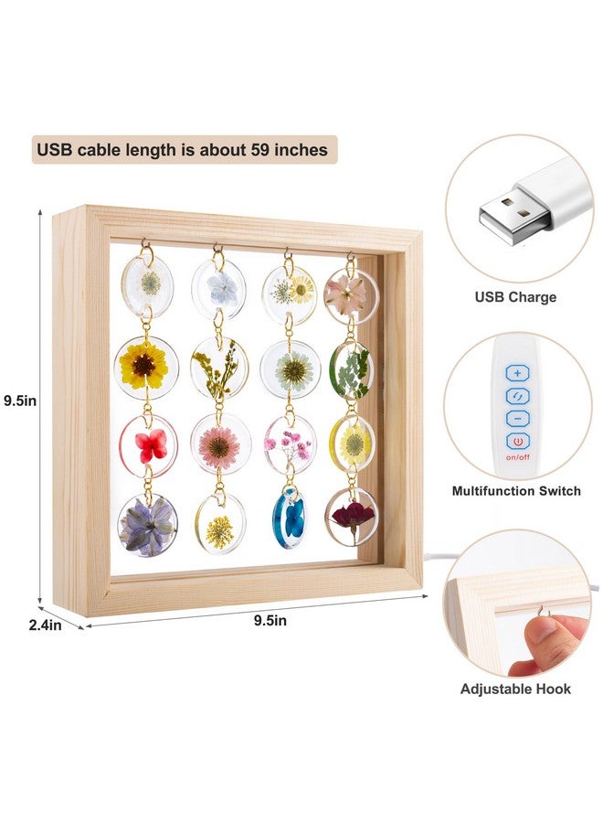 SMUK Handmade Dried Flower Led Desk Lamp, 3 Way Dimmable Cute Pressed Flower Bedside Lamp With Wooden Frame For Desk, Table, Bedroom, Living Room, Office, Aesthetic Cute Table Lamp - Image 4