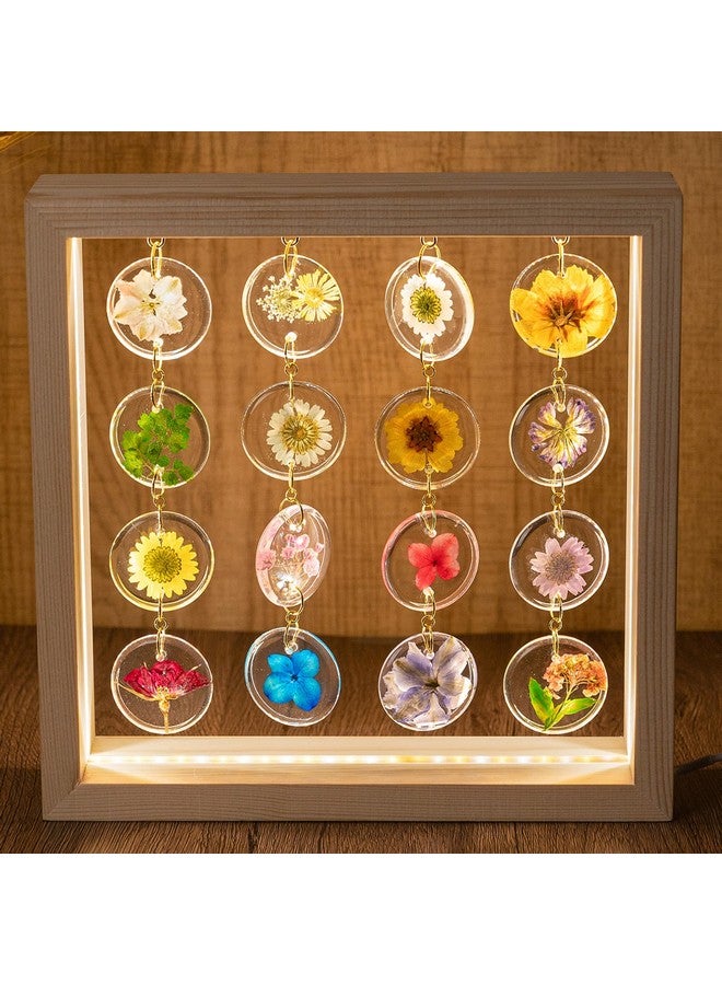 SMUK Handmade Dried Flower Led Desk Lamp, 3 Way Dimmable Cute Pressed Flower Bedside Lamp With Wooden Frame For Desk, Table, Bedroom, Living Room, Office, Aesthetic Cute Table Lamp - Image 1