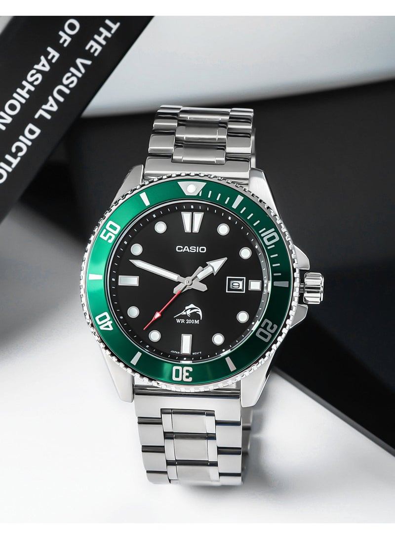 Casio MDV106 Classic Analog Watch – Stainless Steel Case, 200M Water Resistance, Unisex Design with Date Display & Resin Band - Image 2