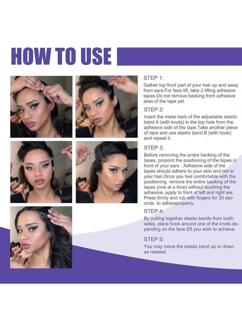 EELHOE 40Pcs Face Lift Tape, Ultra-thin Invisible Face Tape with Lifting Ropes Elastic,Tightening Skin and Hiding Facial and Neck Wrinkles Lifting Saggy Skin - Image 3