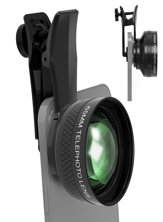 Veedzoens 65MM Telephoto Lens for iPhone Android Smartphones, with 17mm Thread Universal Phone Lens Clip and Portable Bag, Compatible with SmallRig and NEEWER Phone Cage - Image 1
