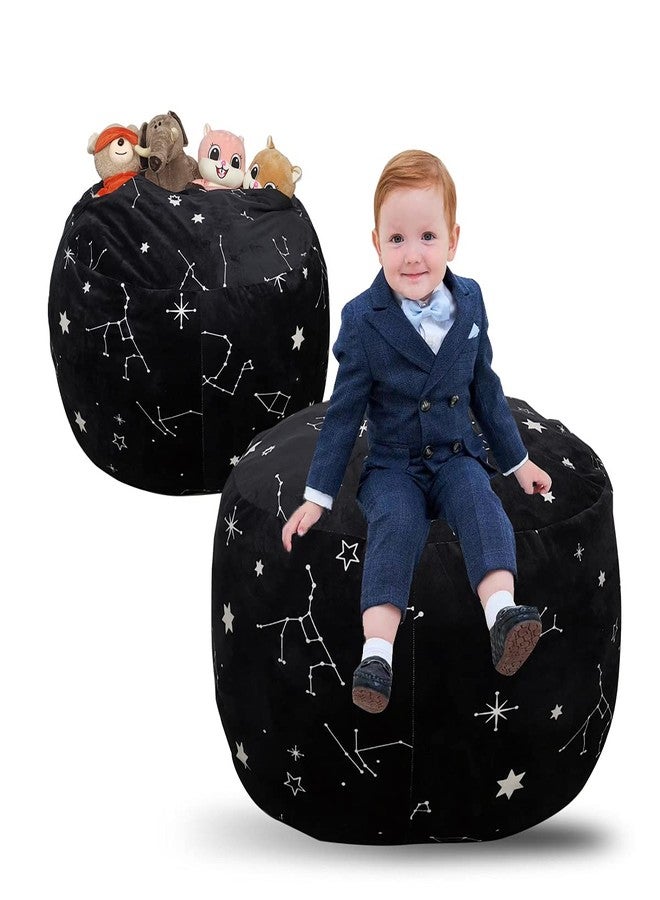 DODO NICI Bean Bag Chair Cover -(NO Beans) for Kids Teens, Zipper Opening, Soft Velvet, X-Large (34" Black) - Image 1
