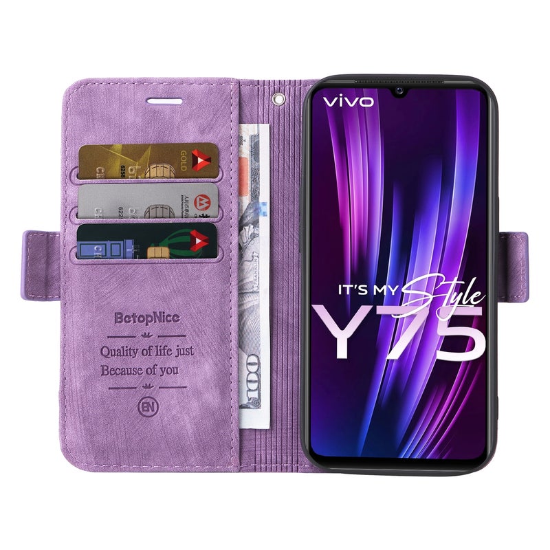 BURAQ Case Cover For vivo Y75 4G / V23e 4G/5G BETOPNICE Dual-side Buckle Leather Phone Case(Purple) - Image 4