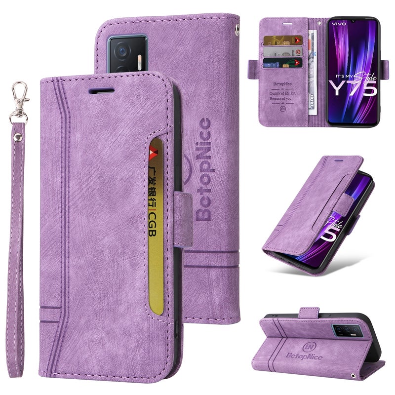 BURAQ Case Cover For vivo Y75 4G / V23e 4G/5G BETOPNICE Dual-side Buckle Leather Phone Case(Purple) - Image 1