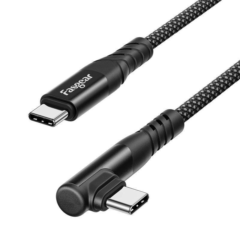 Fasgear 240W USB C to USB C Cable – 10ft PD 3.1 Right Angle Fast Charging Cord – Nylon Braided - Image 2