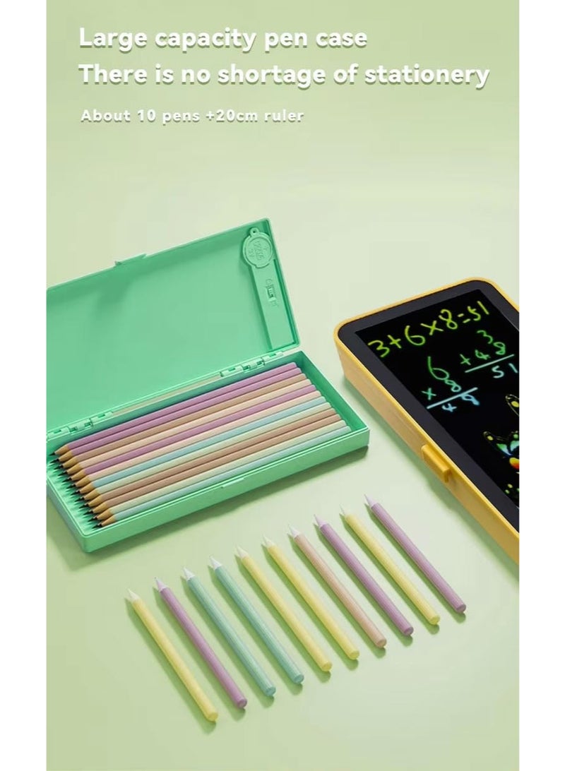 2-in-1 Pencil Case, Geometry Box with LCD Screen, LCD Graphic Writing Tablet with Pen Case, Magic Pen Box with LCD Board, Drawing Pen Bag. Kids Pencil Case with LCD Screen and Writing Pen with Erase Button, Kids Birthday Gift "Blue" - Image 2