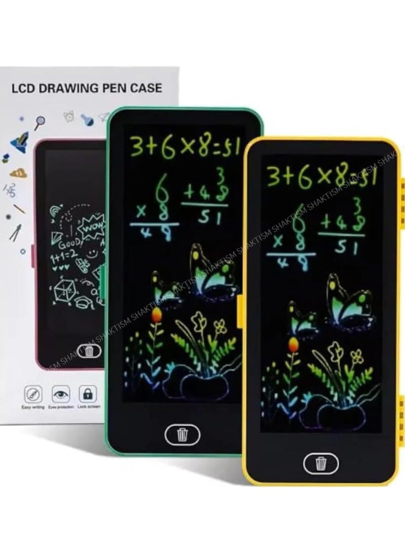 2-in-1 Pencil Case, Geometry Box with LCD Screen, LCD Graphic Writing Tablet with Pen Case, Magic Pen Box with LCD Board, Drawing Pen Bag. Kids Pencil Case with LCD Screen and Writing Pen with Erase Button, Kids Birthday Gift "Blue" - Image 3