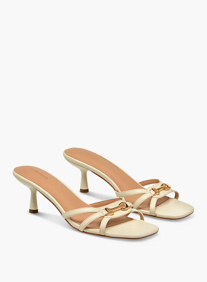 Flora Bella By Shoexpress Metal Accent Slip-On Sandals with Stiletto Heels