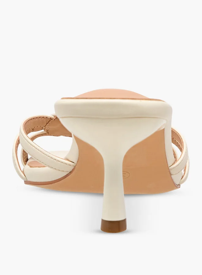 Flora Bella By Shoexpress Metal Accent Slip-On Sandals with Stiletto Heels