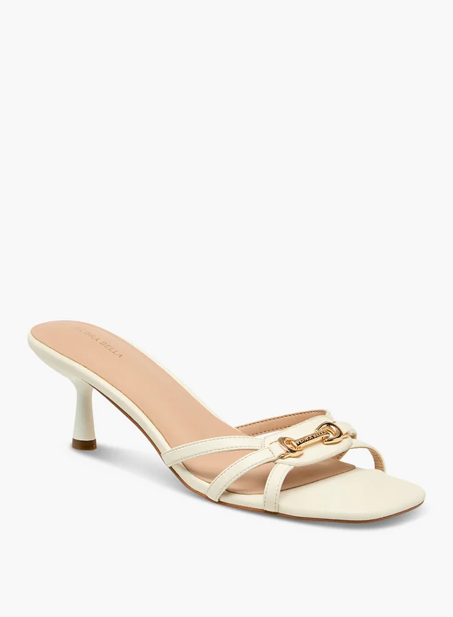 Flora Bella By Shoexpress Metal Accent Slip-On Sandals with Stiletto Heels