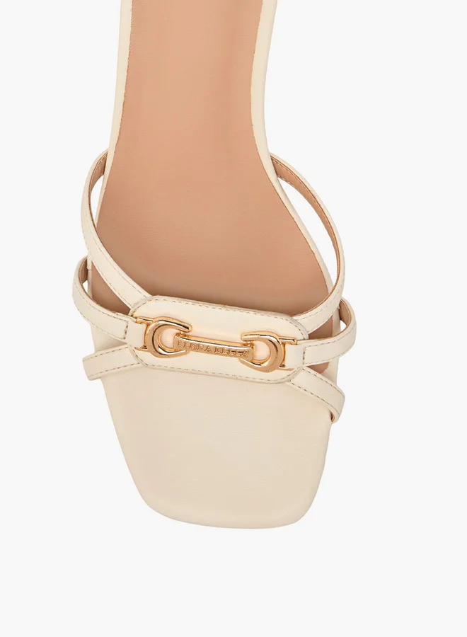 Flora Bella By Shoexpress Metal Accent Slip-On Sandals with Stiletto Heels