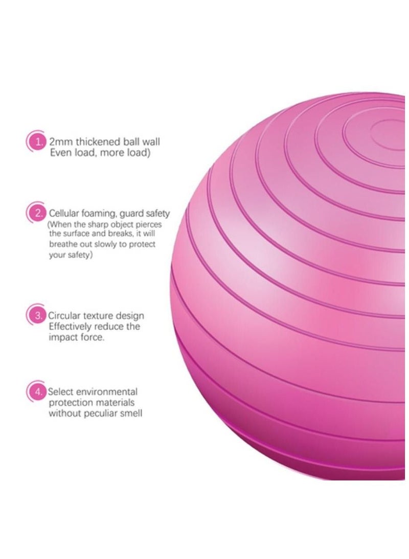 H PRO كرة اليوغا واللياقة البدنية مع مضخة سريعة، مقاومة للانفجار ومقاومة للانزلاق للتوازن أثناء التمرين في المنزل | وردي - Image 2