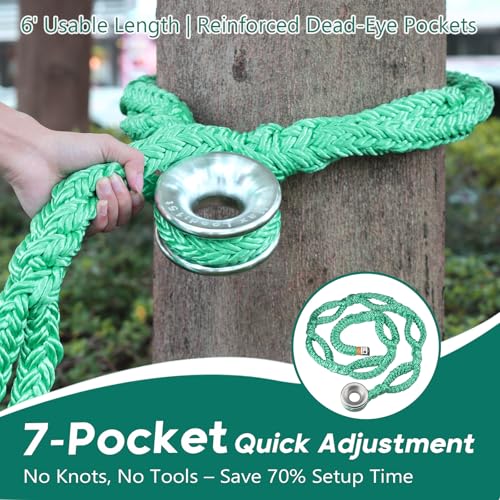 KLYTORX 3/4" Rigging Ring Sling Rope- 6FT Arborist Rope with #3 Aluminum Ring & 7-Pockets Adjustment Climbing Slings - 14,600 lbs MBS - Friction Saver for Tree Rigging, Speedlines & Canopy Anchors - Image 5