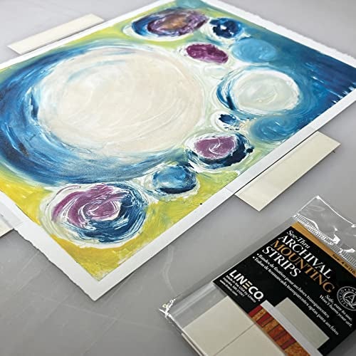 Lineco See-Thru Polyester Mounting Strips, Hingeless Mount Artwork to Mats, Sturdy for Prints, Documents, Photos, Paper and More. 4 inches, Pack of 12 - Image 3