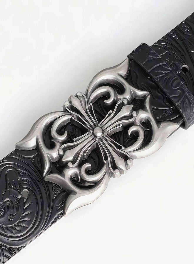 Winatehr Y2k Cross Belt Men, Black Western Emo Goth Alt Belt for Woman Men, Cowboy Cowgirl Cool Scene Grunge Belts, Womens Country Leather Thick Belts for Jeans Trendy, Punk Fashion Gothic Accessories - Image 5
