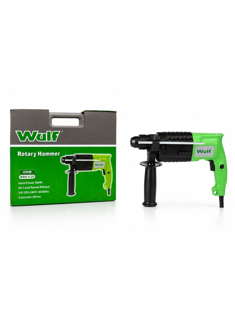 Wulf 500W Rotary Hammer Drill WRH-2-20 Heavy Duty Electric Hammer Drill with SDS Chuck Auxiliary Handle and Concrete Drilling for Construction DIY and Renovation - Image 1