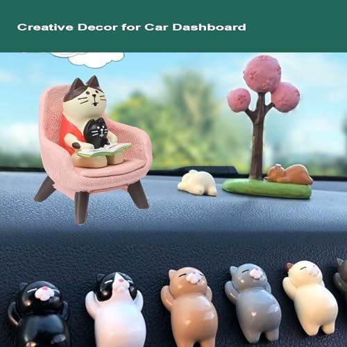 Hora de Lima Miniature Cat Figurine kit Mini Resin Statue for Office Desk Figurine for Nightstand Garden Fairy Accessories Cake Topper Deco Car Dashboard Decoration Gift for Cat Lovers(Pink) - Image 4